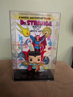 Funko Pop! Dr. Strange Vinyl Figure with Comic Backdrop - Red, Blue, Black